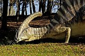 Parasaurolophus in an amusement park France ; Prehistoric park Dino Zoo in Charbonnières Doubs