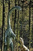 Attack of an Apatosaurus in amusement park France ; Prehistoric park Dino Zoo Charbonnières Doubs