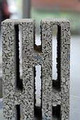 Gray brick monomur insulating car for construction France ; Brick without gone up water. Natural materials breathing.