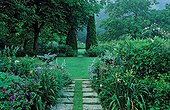 Flower bed and path in La Pellerine garden France