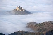 The Hohenzollern Castle above a clouds sea ; Site: Close to Stuttgart town