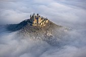 The Hohenzollern Castle above a clouds sea ; Site: Close to Stuttgart town
