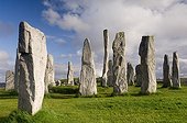 Menhirs Callanish Isle of Lewis Outer Hebrides Scotland UK ; Monoliths drafted in gneiss Lewis, built around 2000 BC.