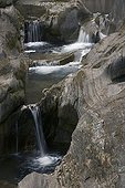 Series of pools and waterfall on a river Austria ; Location: Kärnten.