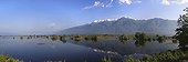Overview of Lake Kerkini spring Greece ; Scenic 180 degrees - assembly of six raw
