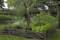 Kitchen garden surrounded by chesnut woven hedge
