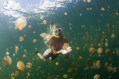 Woman in Jellyfish Lake Palau Micronesia