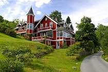 Wooden house painted Sogn og Fjordane Norway 