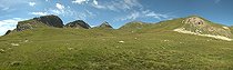 Lawn and meadow rising towards Lake Partias France