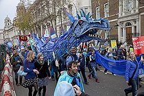 Mass rally of The Wave Climate Change campaigners Londres ; The Welsh dragon
