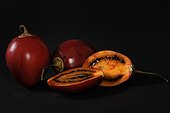 Tamarillos on black background