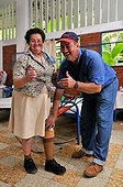 Leprous woman is happy about her new leg prosthesis, project of the Deutsche Lepra- und Tuberkulosehilfe relief organisation, DAHW, at the leper colony of Agua de Dios, Colombia, South America
