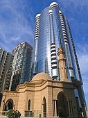 Mosque in the neighborhood of skyscrapers in Abu Dhabi 