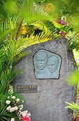 Tomb of Jacques Brel Island Hiva Oa Marquesas Polynesia  ; Hiva Oa is famous thanks to Paul Gauguin and Jacques Brel who came here to be quiet. The main signs of them (cemetery, museums...) are at Atuona.