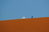Moonrise on a dune and Tourist Deadvlei Namibia 