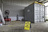 Fumigation of cargo infected by exotic species New Caledonia ; Equipment for methyl bromide fumigation of cargo in freight infected from Tontouta International Airport area. SIVAP = Inspection Service Veterinary, Phytosanitary and Food. The New Caledonian government department is the coordinating body of biosecurity on the archipelago. Its role is to block any particular import of new species on the Caledonian territory, to protect the most precious and fragile natural environment due to extreme levels of endemism (global biodiversity hotspot).