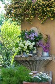 Spring bouquet on a garden terrace