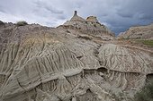 Hoodoo - Badlands Alberta Canada  ; This erosion resulted in the discovery of many dinosaur skeletons, making this region one of the world's largest fossil sites of these species