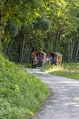 Travel Trailer drawn by draft horses - France 