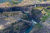 Bridge border between Zambia and Zimbabwe on Zambezi river