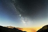 Milky Way above the Mont Blanc - Alps France  ; since Desert Platé, above Flaine