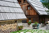 Traditionnal house - Slovenian Alps Lower Carniola Slovenia ; Just before the Vrsic Pass, the Inn Kekceva Domacija, a traditionnal house, has very nice rooms and local food.
