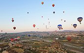 Turkey. Ballooning in Cappadocia. Every morning or so, around one hundred balloons are taking off near Goreme for one hour flight upon the best places of Cappadocia.