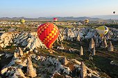 Turkey. Ballooning in Cappadocia. Every morning or so, around one hundred balloons are taking off near Goreme for one hour flight upon the best places of Cappadocia.