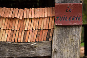The tile factory, medieval construction site, Guédelon castle, April 2016, Treigny, Yonne, France