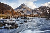 River and mountain, Rio Olivia, Monte Olivia, Tierra del Fuego National Park, Argentina, South America