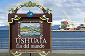 Touristic pannel in port of Ushuaïa, Tierra de Fuego, Argentina