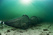Fixed net in the Etang de Thau, Balaruc, Hérault, Occitania, France