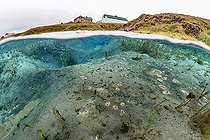 Split view of Litlaa river, Iceland
