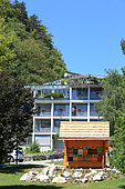 Slovenia, The land of honeybee and honey, Ambrozuc Blaz, 34 years old succeeded in having a hive built right in the town center of Bled, in the public garden near the mayor's office of this old tourist town.