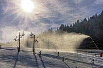 Snowmaking, Autrans ski resort, Meaudre, Massif du Vercors, Alps, France