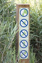 Signage sign for the public at Pont de Gau Ornithological Park, Camargue, France