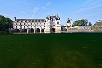 View of the castle of Chenonceau, split view, Indre et Loire, France