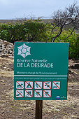 Sign at the entrance of La Désirade reserve, Guadeloupe