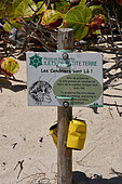 Educational sign and ashtrays, Réserve de Petite-Terre, Guadeloupe