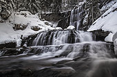 Cascade of the Cirque de Saint-Même, in winter. "Lively Guiers" river, National Hauts de Chartreuse Nature Reserve, Chartreuse Massif, Savoie, Alps, France