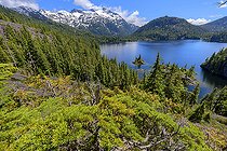 Bedwell Lake, Strathcona Provincial Park. Protected mountainous region, rich in lakes and dense forests, in the center of Vancouver Island, Vancouver Island, Canada