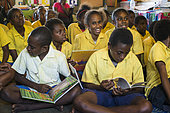 Children reading in a school, Efate Island, Vanuatu