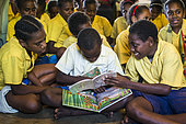 Children reading in a school, Efate Island, Vanuatu