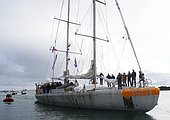Arrival in Lorient (city of sailing) of the schooner Tara, after 2 years of expedition to the Pacific to study corals (October 27, 2018), France