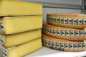 Comté cheese making, Cheese cut, Cheese factory, Damprichard, Doubs, France