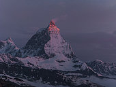 Cervino in alpine landscape at sunrise