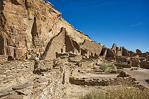 Pueblo Bonito is an ancestral Puebloan great house located in Chaco Canyon Cultral Park, New Mexico.