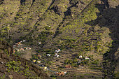 Hamlet surrounded by terraces, today mostly abandoned. Valle Gran Rey, La Gomera, Canary Islands