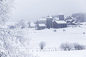 Aubrac, Notre-Dame des Pauvres church, La Dômerie, former abbey, on the way to Saint Jacques de Compostelle, listed as World Heritage by UNESCO for its authentic natural setting, Aubrac Regional Natural Park, Aveyron, France