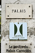 Panel 'Remarkable Garden', Palais Carnolès, citrus fruit garden, Conservatoire spécialisé de végétaux, Menton, Alpes-Maritimes, France